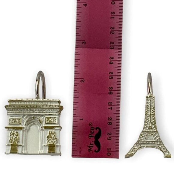 Paris Eiffel Tower Shower Hooks Arc de Triomphe French Set of 12 White G… - Picture 8 of 16